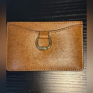 Lauren Ralph Lauren Bennington Mini Card Case Brown Leather NWT